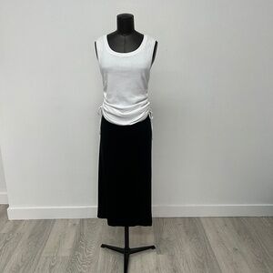 Black & White Two-Piece Set | Ruched Tank + Midi Skirt | Minimalist Chic Outfit